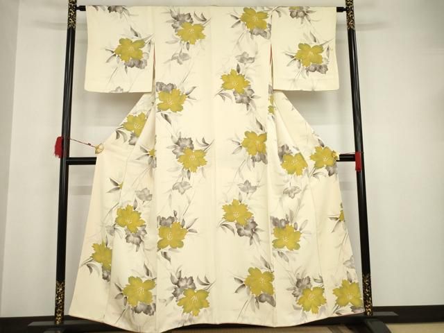 平和屋着物▽上質な小紋 単衣 舞花文 金彩 正絹 逸品 DAAR1263jm