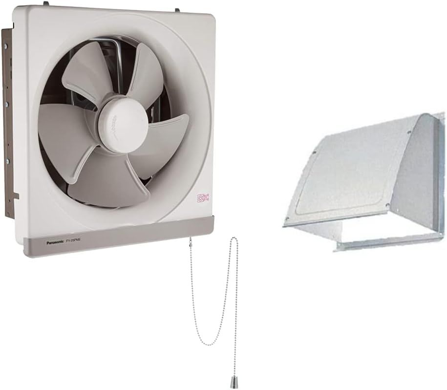 Panasonic (パナソニック) 金属製換気扇 引きひも式 (羽根径25cm) FY-25PM5 u0026 屋外フード 一般換気扇用部材 アルミ製 FY-HDA25【セット買い】