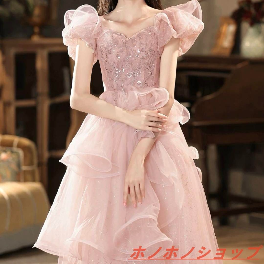 フリルの ロングイブニングドレス 大人 おとなかわいい スカート モード系ロマンチックドレス クラシカルワンピースasdfg420