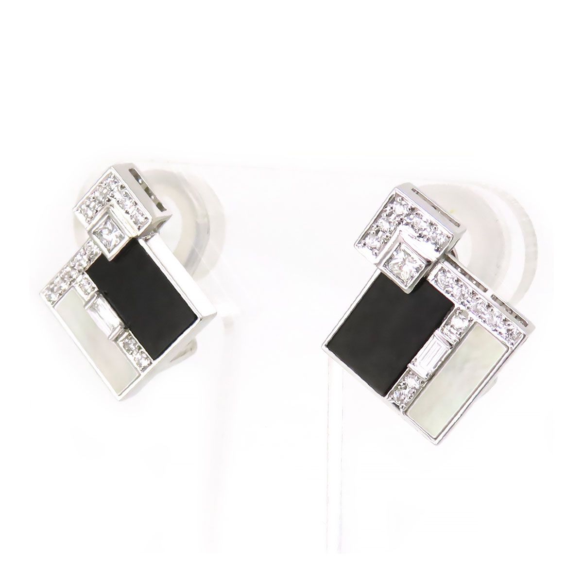 ミキモト シェル オニキス イヤリング K18 K18WG レディース MIKIMOTO ジュエリー