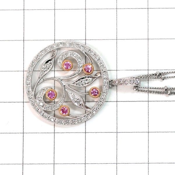 クイーン K18WG/PG ピンクサファイア ダイヤモンド ペンダント  