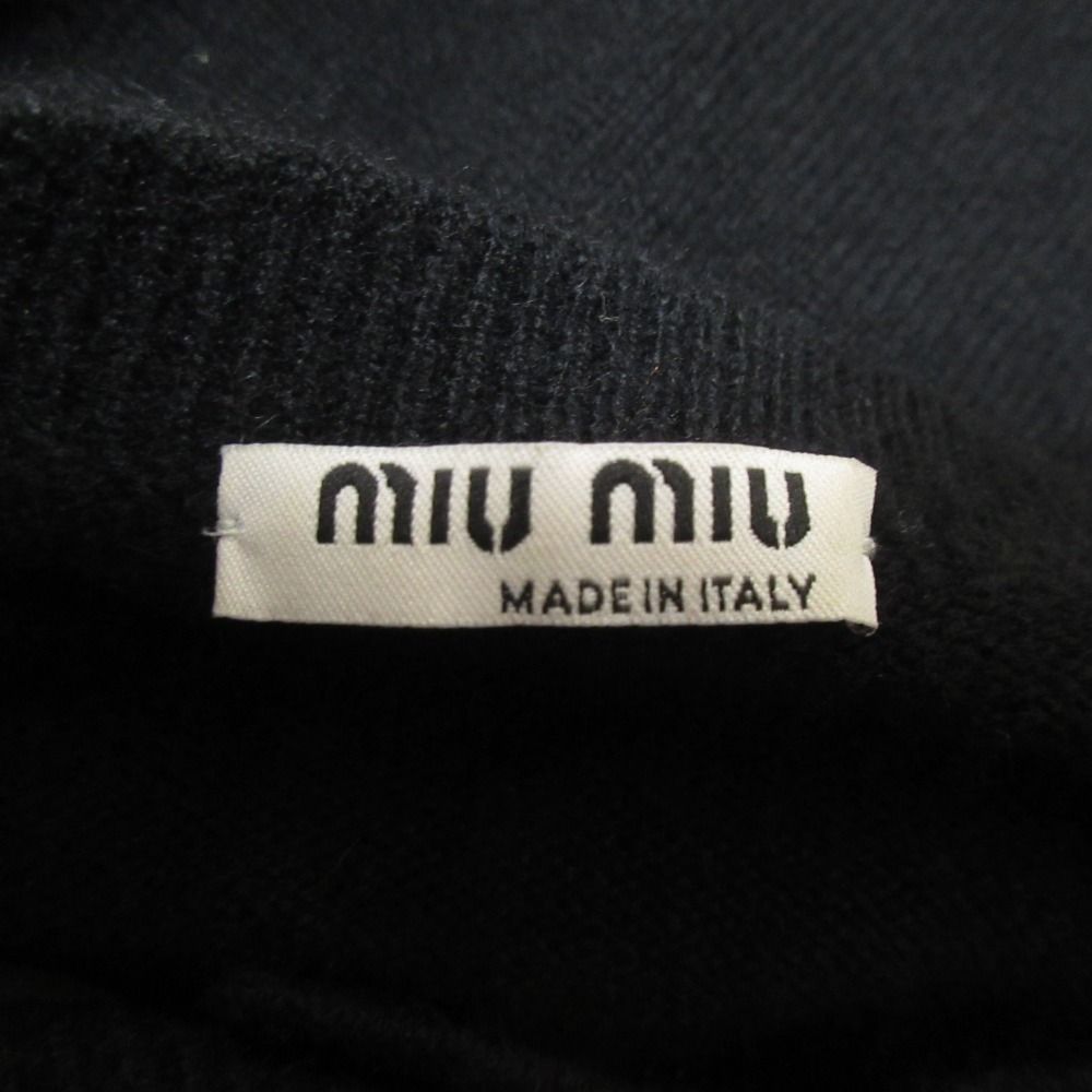 MIU MIU - 美品 MIUMIU ミュウミュウ カシミヤ100% フラワービーズ ニット カーディガン 36 ブラック×ピンク レディース 古着 中古 USED 美品 MIUMIU ミュウミュウ カシミヤ100% フラワービーズ ニット