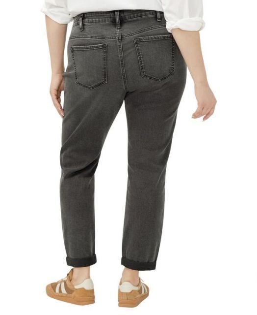 シルバー ジーンズ レディース デニムパンツ ジーンズ ボトムス Plus Size Boyfriend Mid Rise Slim Leg Jeans Smoke