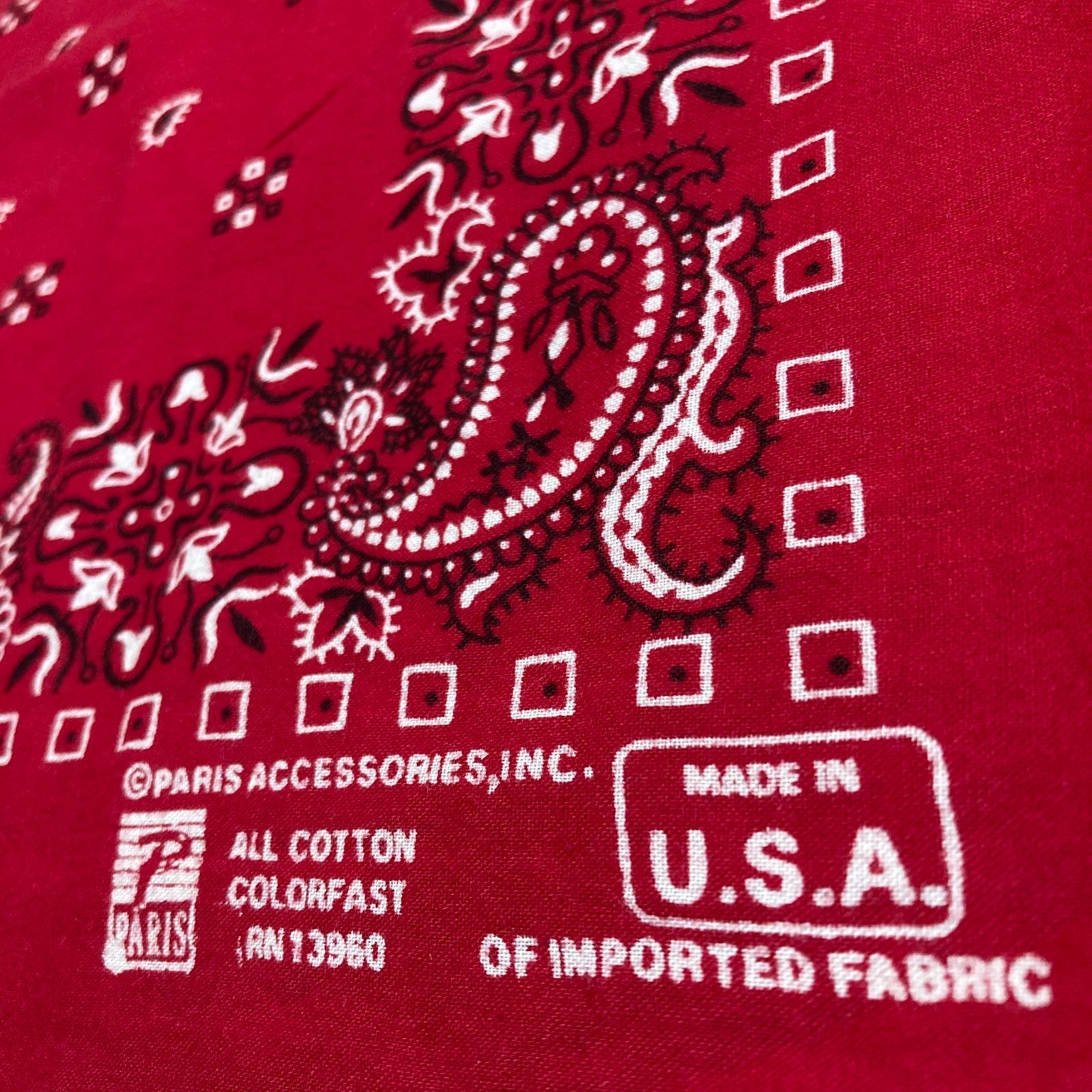 古着 ビンテージ 80s USA オレンジ ペイズリー 花柄 ポリパン 美品 MADE IN USA vintage bandanna RN13960 COLORFAST ヴィンテージ