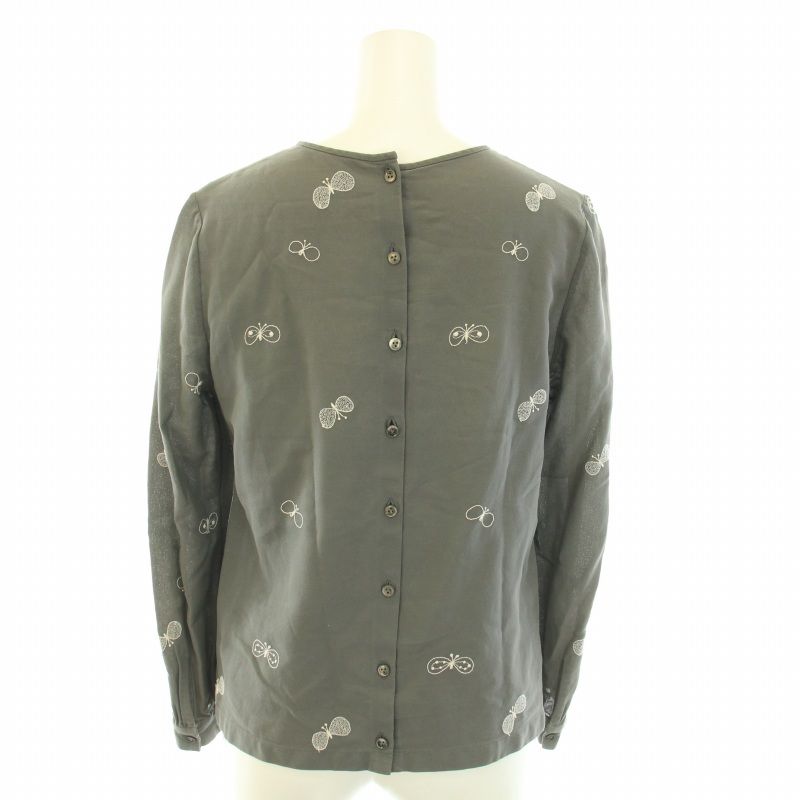  ミナペルホネン mina perhonen xa 1017 choucho コットン刺繍 カットソー 長袖 グレー 長袖 Tシャツ カットソー