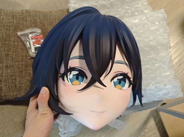 全頭マスク カツラ付き NO.1106 硬質 フルマスク ドール ヘッドロリータ人形 コスプレ マスク 仮装 着ぐるみ コスチューム 二次元