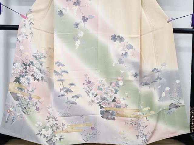 平和屋本店□極上 訪問着 友禅 吉祥花文 暈し染め 金彩 鈴乃屋扱い