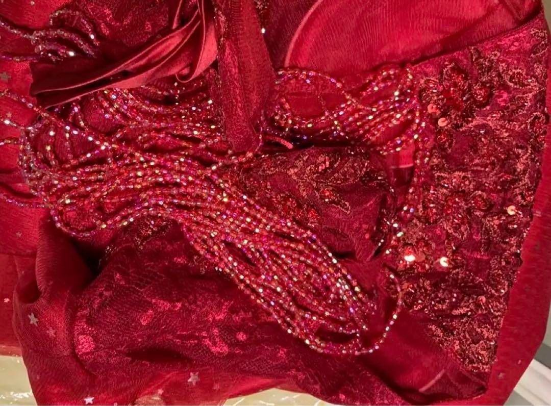 ビジューの美しい チュールイブニングドレス?.? - メルカリ