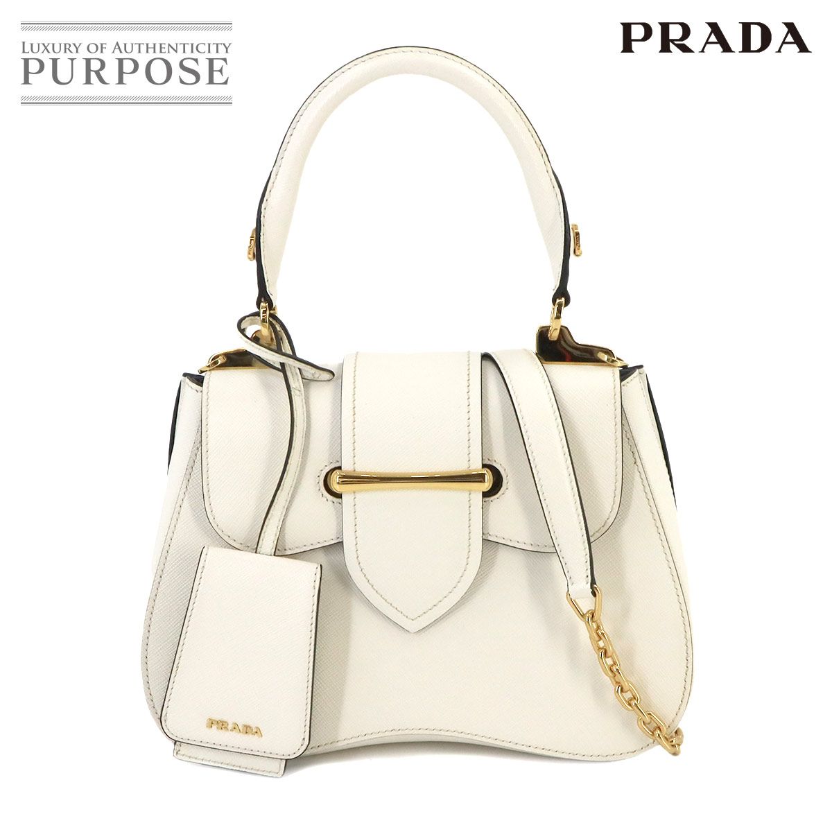 新品同様 プラダ PRADA サフィアーノ 2way ハンド ショルダー バッグ レザー ホワイト 1BN011 90237525 - メルカリ