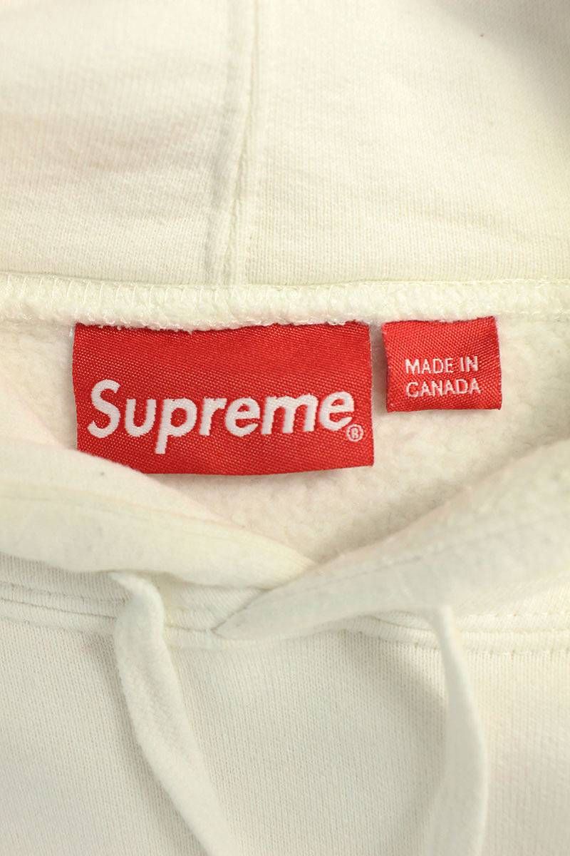 シュプリーム 18SS Corner Label Sweatshirt ロゴラベルプルオーバーパーカー メンズ M