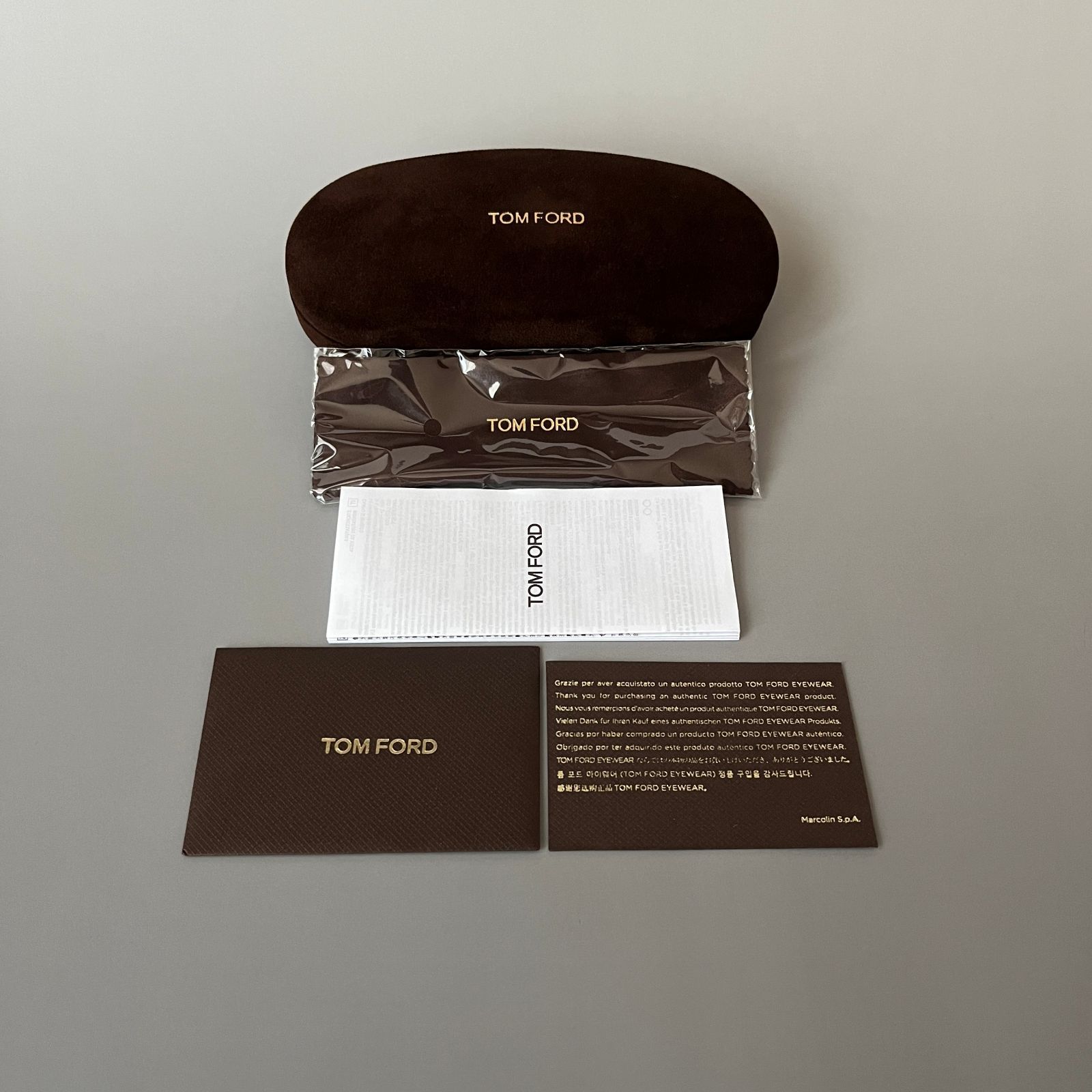 トムフォード スクエア メガネ 眼鏡 度入り メタル ブラウン ゴールド 茶 TF5219 箱付 TOM FORD（中古） TOM FORD - トムフォード スクエア メガネ 眼鏡 度入り メタル
