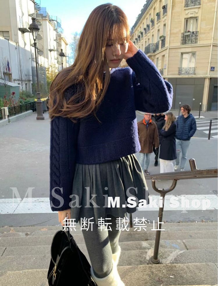 送料無料 【The Barnnet】Pastel Snow Crystal Knit Sweater The Barnnet ザ バーネット  トップス ニット セーター 韓国ファッション ネイビー .