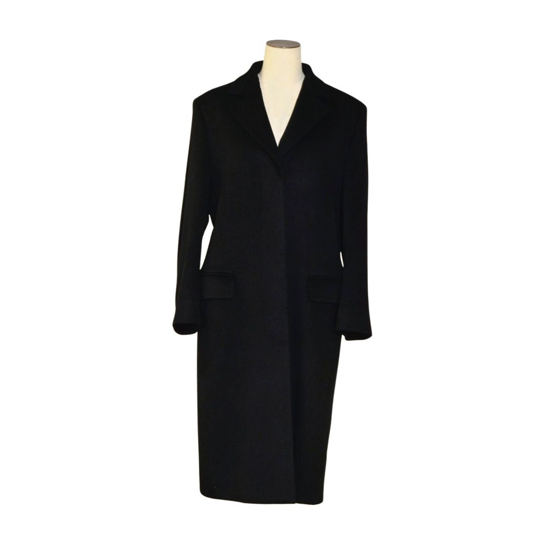 マックスマーラ Max Mara ロングコート チェスター ウール 38サイズ ブラック イタリア製 レディース F-L8414