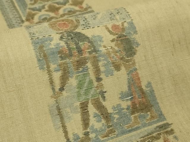 平和屋着物□極上 本場眞綿結城紬 壁画文様 やまと誂製 証紙付き 逸品  