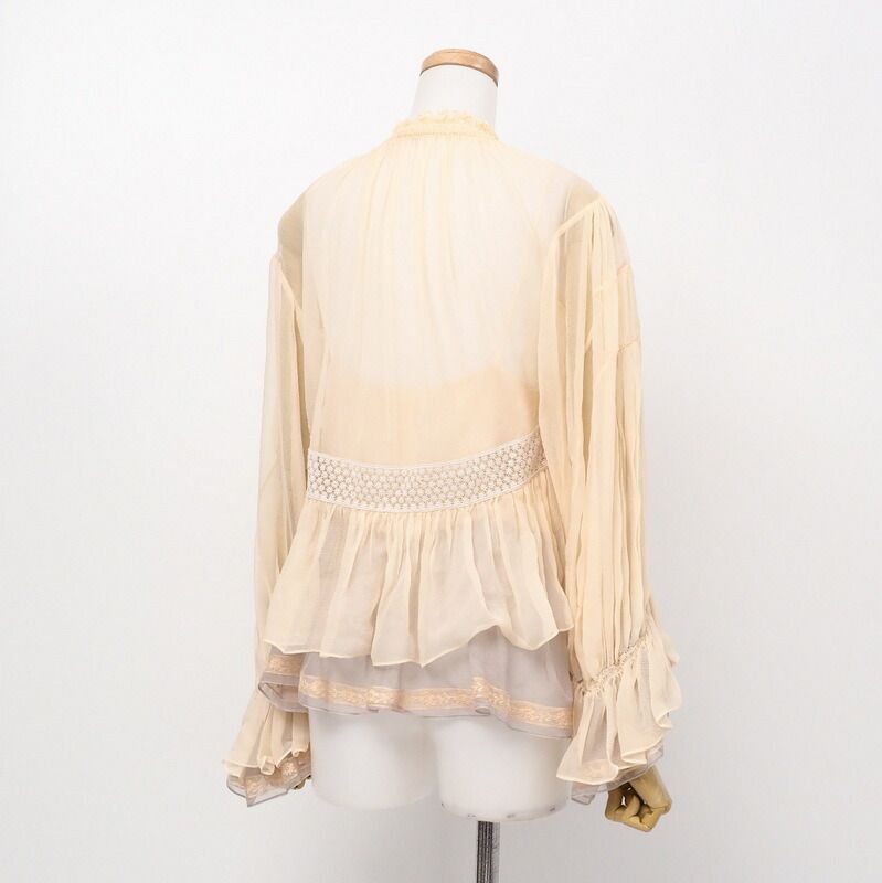 □美品□CHLOE クロエ シルクシフォン チュニック プルオーバーシャツ 