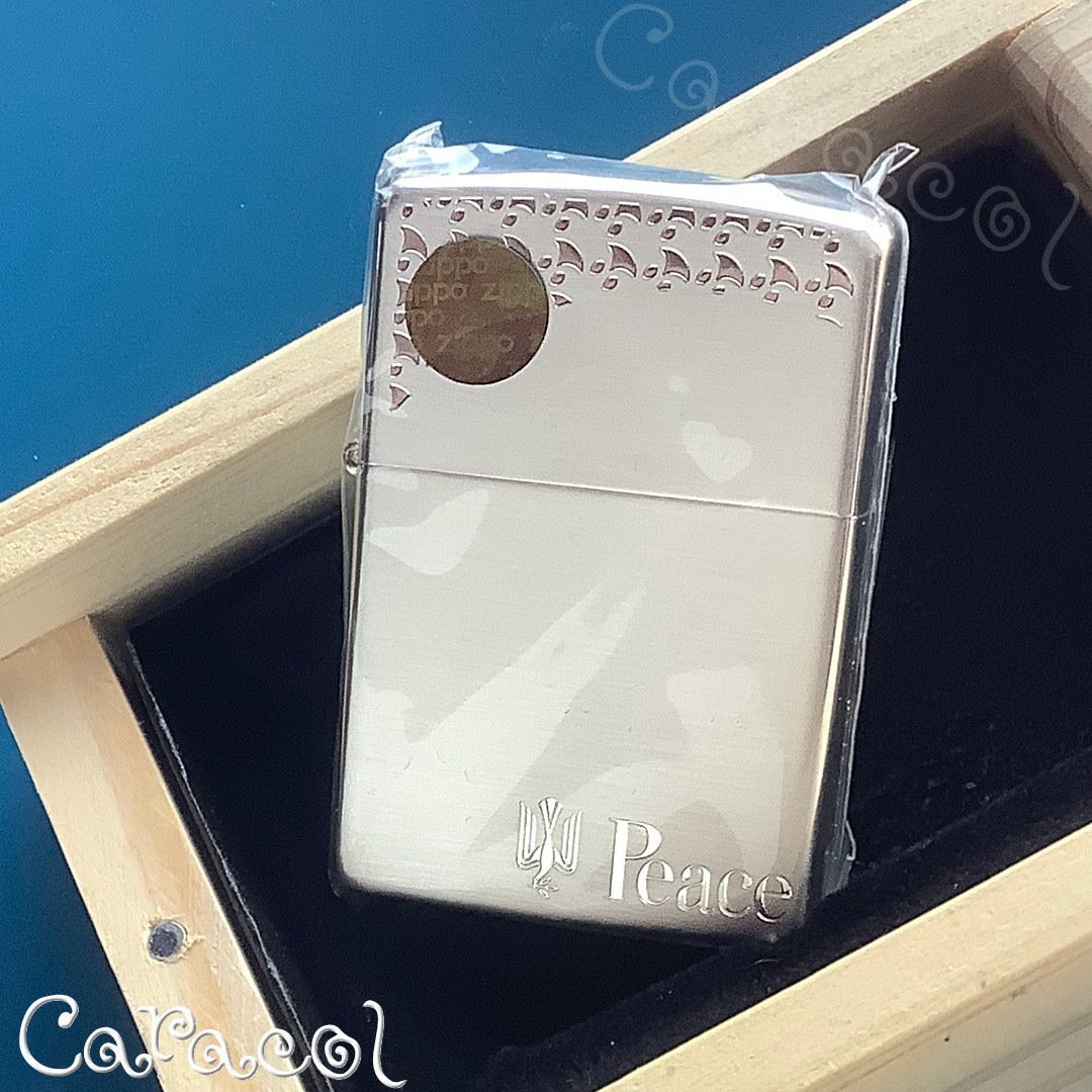 新品】【非売品？】ZIPPO Peace柄 JT応募の当選品 ZIPPO用箱・専用木箱・