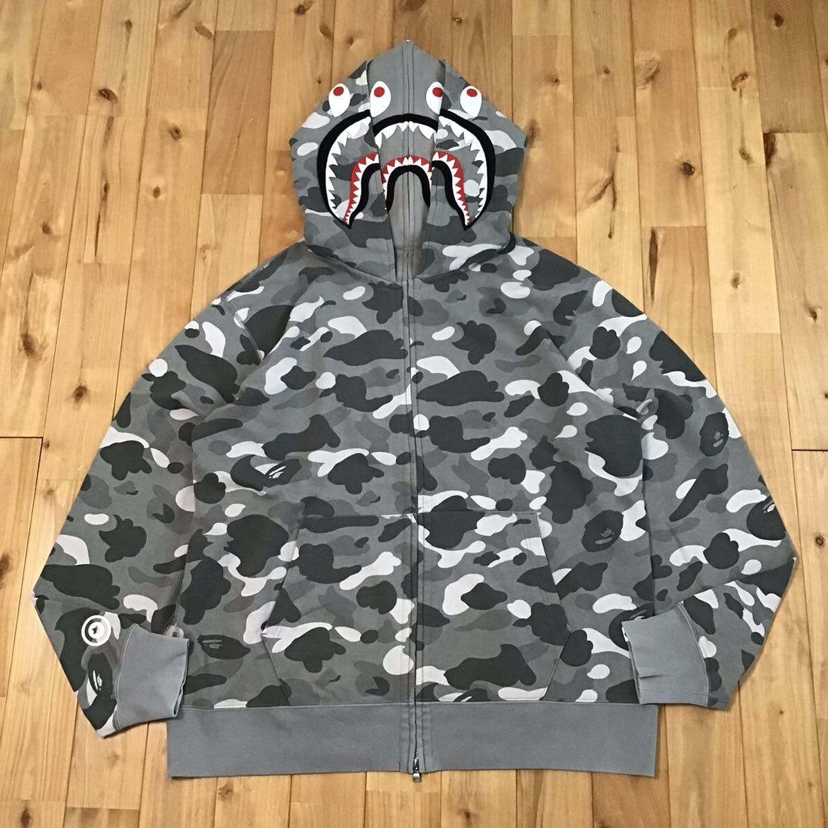 ☆2XL☆ Color camo gray ダブル シャーク パーカー Double shark full zip hoodie a bathing ape  BAPE エイプ ベイプ XXL 迷彩 - メルカリ