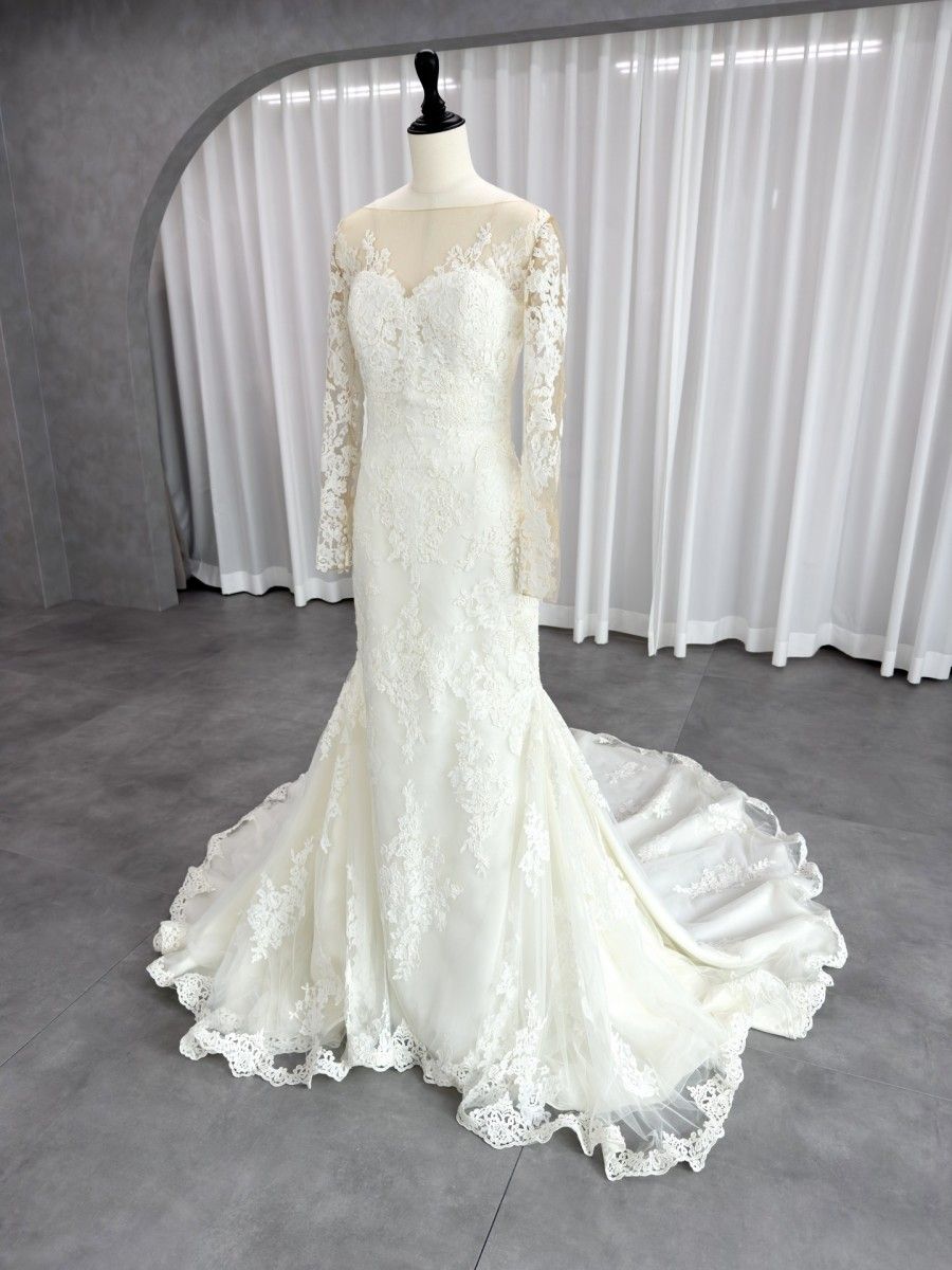 プロノビアス PRONOVIAS チベット tibet マーメイドライン ウェディングドレス ホワイト 白 ファーストオーナー イリュージョンレース レース