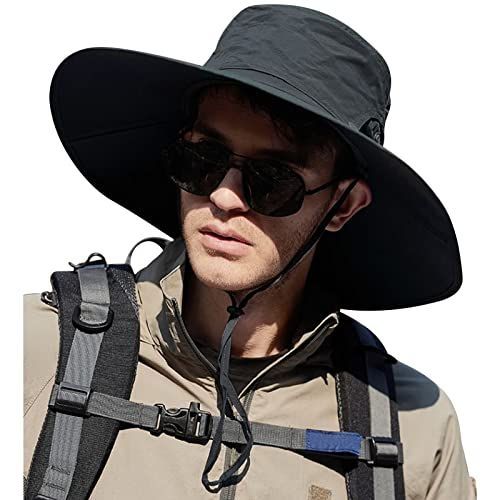 G-DFH02-ダークグレー_55.0-60.0 cm [Croogo] サファリハット メンズ【メッシュ通気構造 折りたたみ UVカット】 帽子 プレゼント つば広 日焼け 速乾性 軽量 防風 あごひも 2WAY おしゃれ 釣り 登山 ハイキング ゴルフ ス