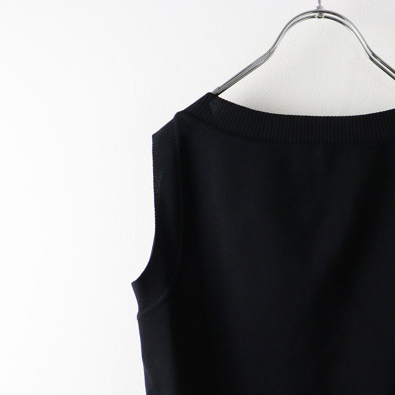 極美品 2023SS フォクシー FOXEY 43719 Knit Top Vesper 38/ブラック ノースリーブ リブニット トップス スクエアネック【2400014232929】 極美品 2023SS フォクシー FOXEY 43719 Knit Top Vesper 38/ブラック