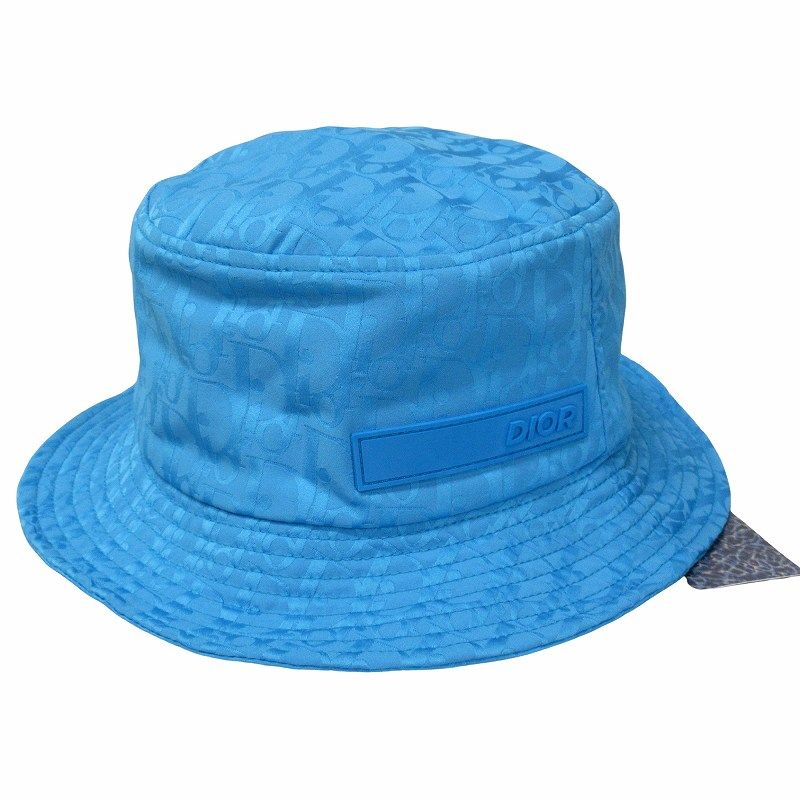 未使用 22aw ディオール × パーレイ フォー ジ オーシャンズ DIOR × PARLEY FOR THE OCEANS テクニカル ジャガード オブリーク ハット ロゴプレート トロッター 帽子 283C906C5545 コラボ M 青 メンズ 12