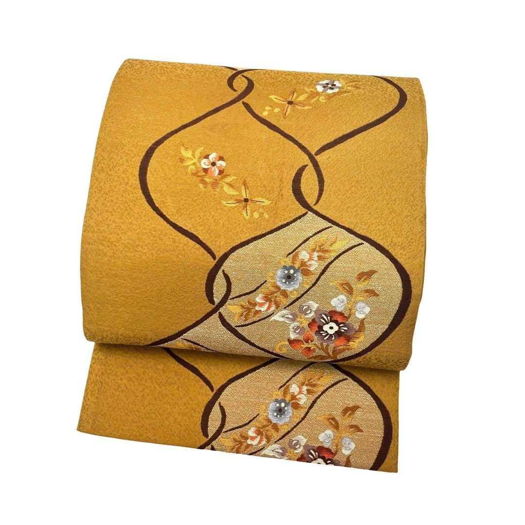 袋帯 西陣 宮本貞男 証紙付 お買い得品 花唐草模様 金糸 O-5414 袋帯