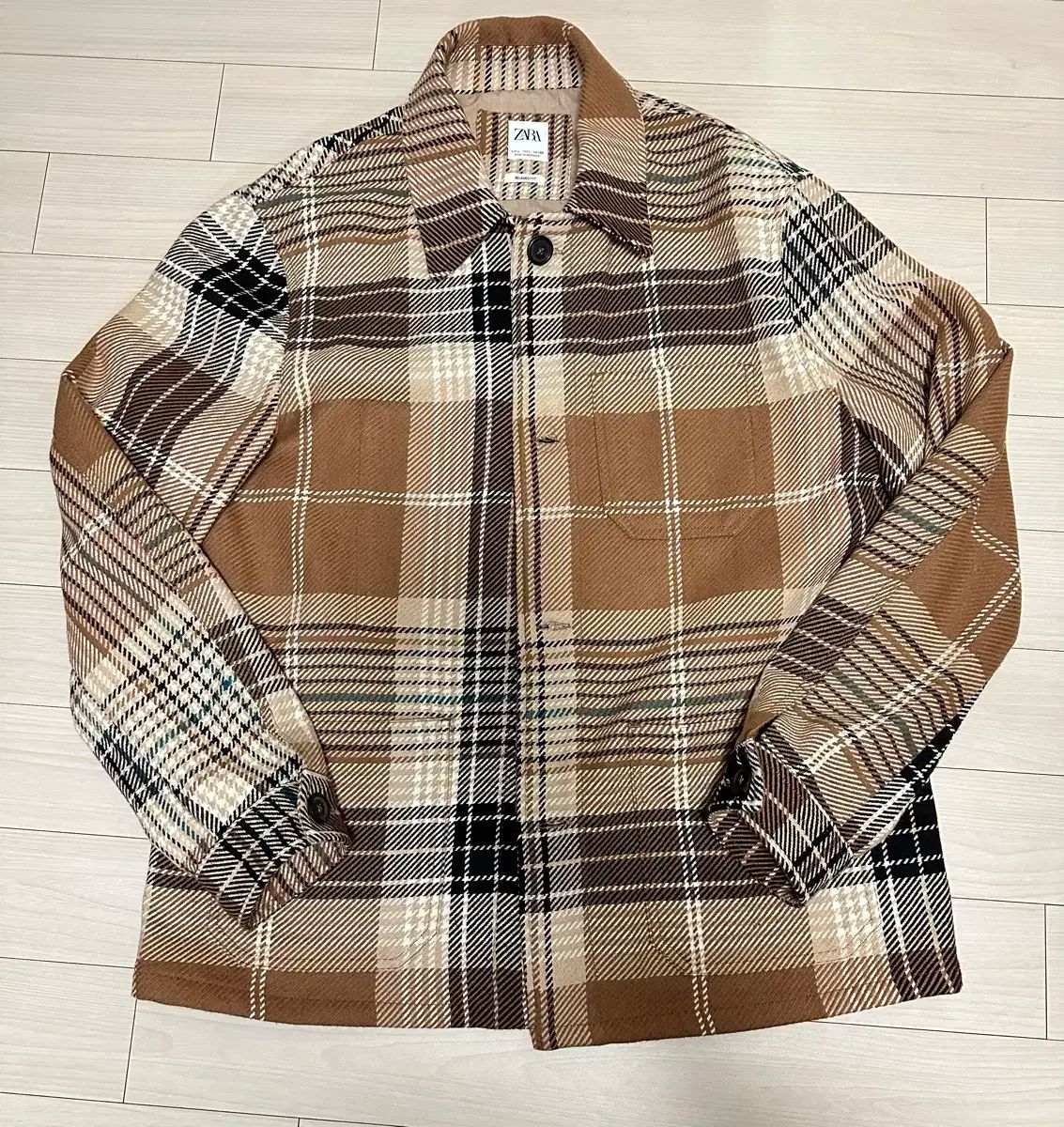 L ） ZARA(ザラ) チェック ジャケット 茶色