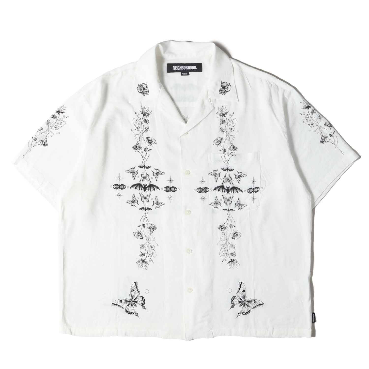 NEIGHBORHOOD ネイバーフッド シャツ サイズ XL | 24SS Dr.Woo タトゥーアート レーヨン アロハシャツ HAWAIIAN SHIRT SS | ホワイト 白 | トップス ハワイアン カジュアル 半袖 メンズ