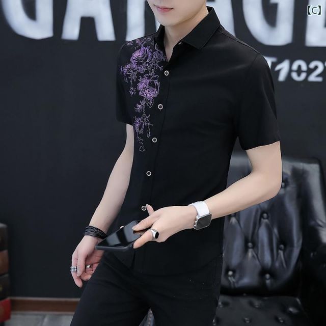種類9：M/J：712グレー メンズ ファッション 服  オシャレ シンプル 大人 かっこいい 大きいサイズ ストリート 紳士服 半袖 シャツ 韓国スタイル カジュアル プリント 夏 フラワーシャツ