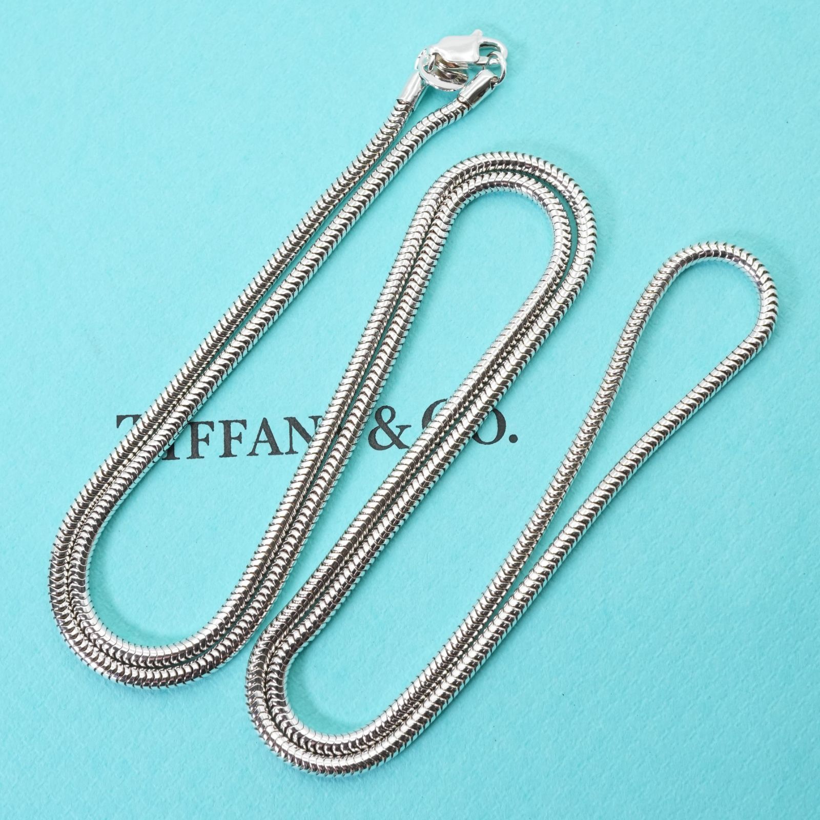 希少ティファニー80cm ロングスネークチェーンネックレスペンダント