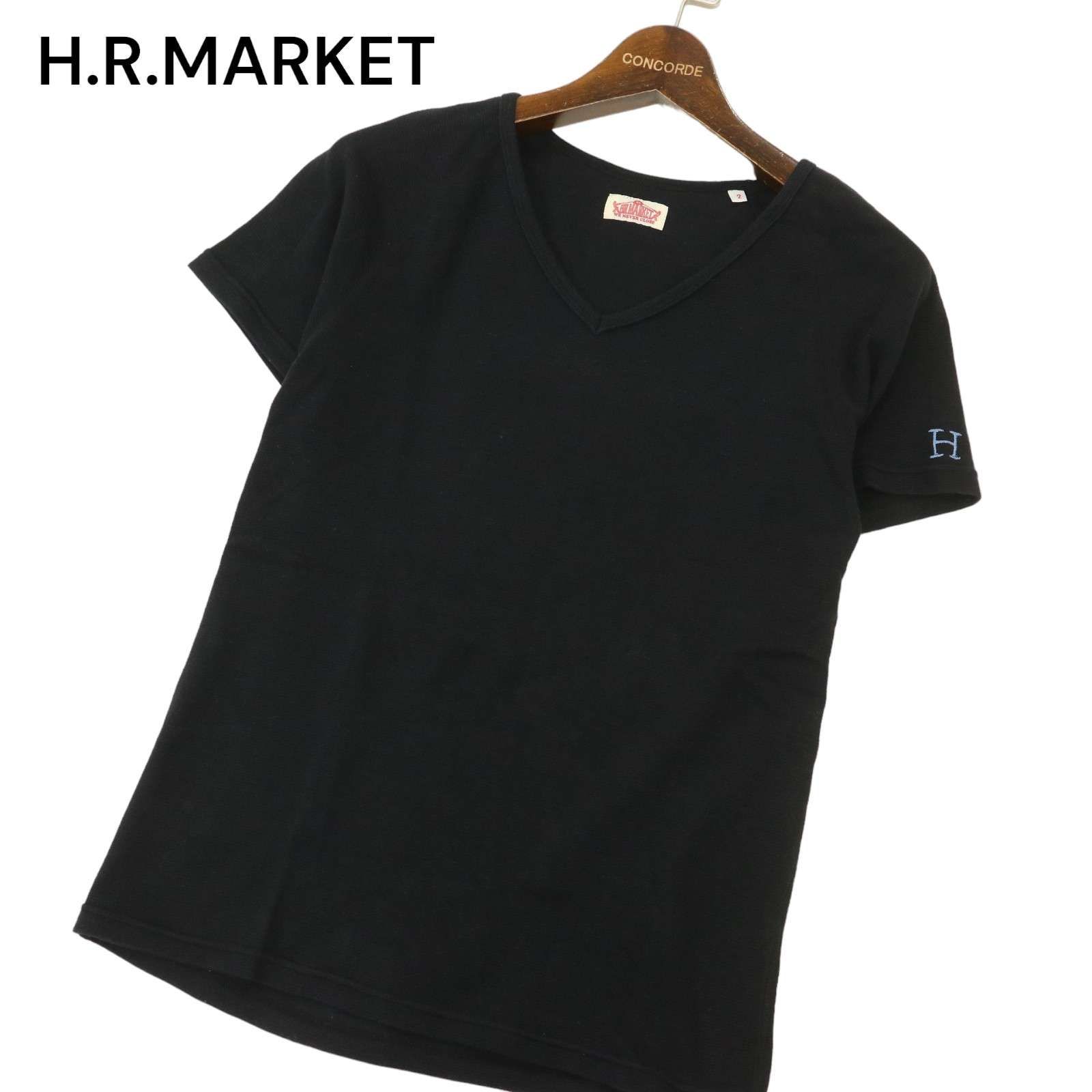 H.R.MARKET ハリウッドランチマーケット 春夏 半袖 H刺繍☆ Vネック 