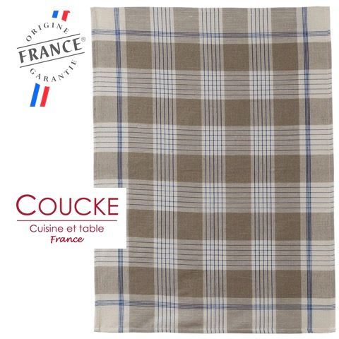 Coucke】フランス製 トルション キッチンタオル 麻&綿 伝統柄 ブルー