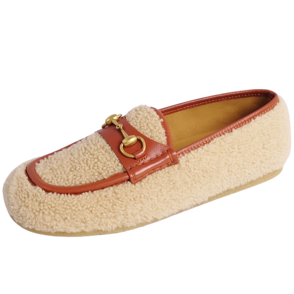 未使用 グッチ GUCCI ローファー モカシン ホースビット ムートン