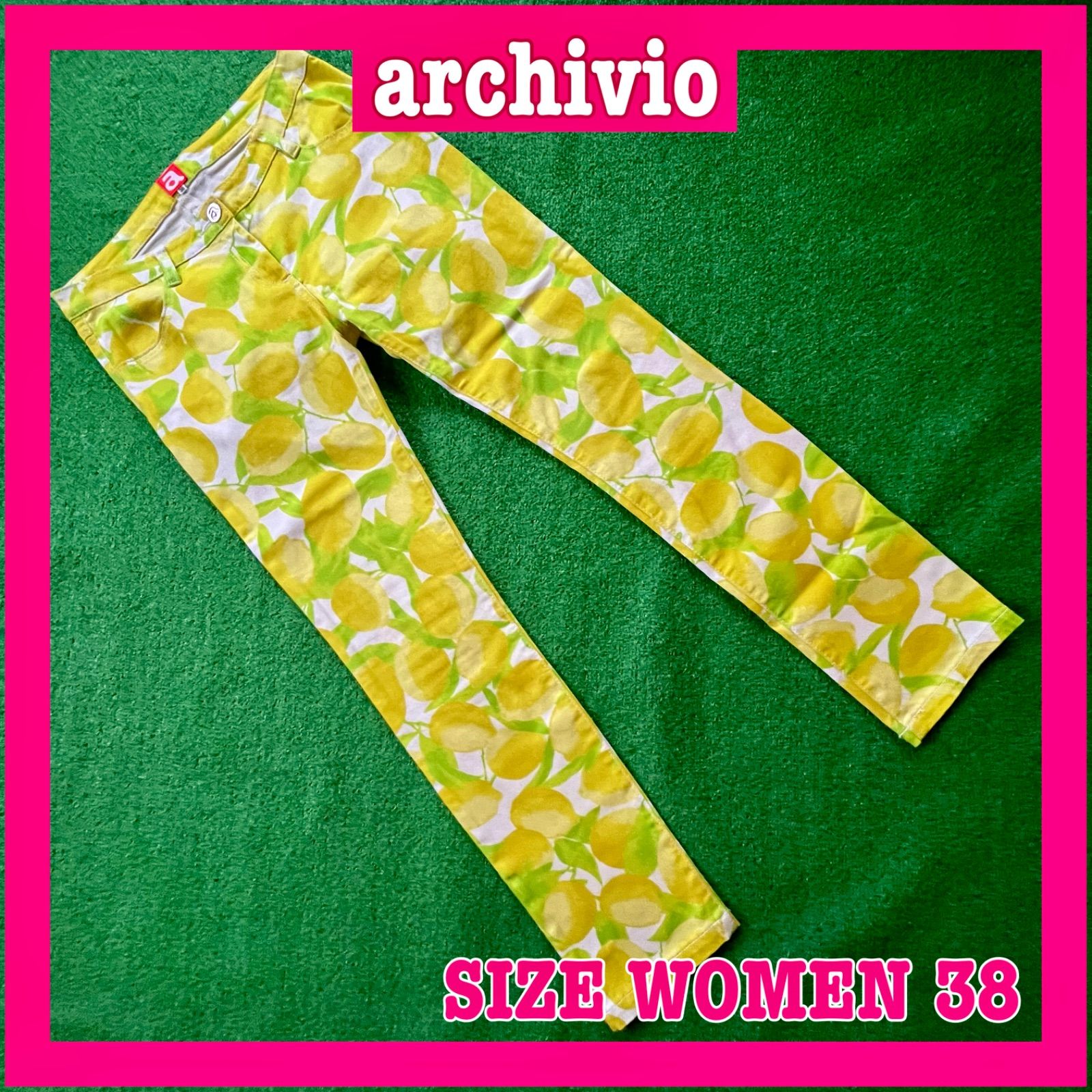 アルチビオ☆ゴルフレモンパンツ☆新品未使用 archivio アルチビオ コットン ストレッチ レモン総柄 ゴルフ