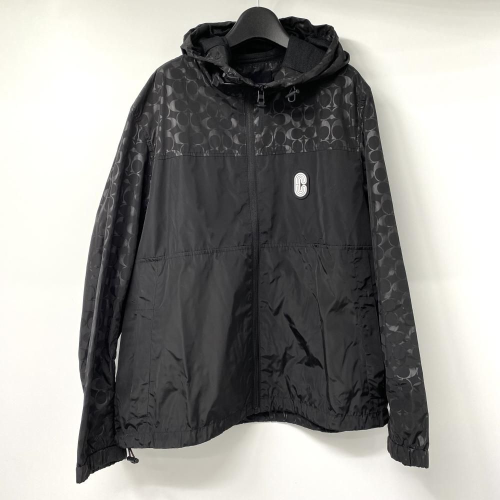 中古】COACH シグネチャーウインドブレーカー フルジップ ブラック