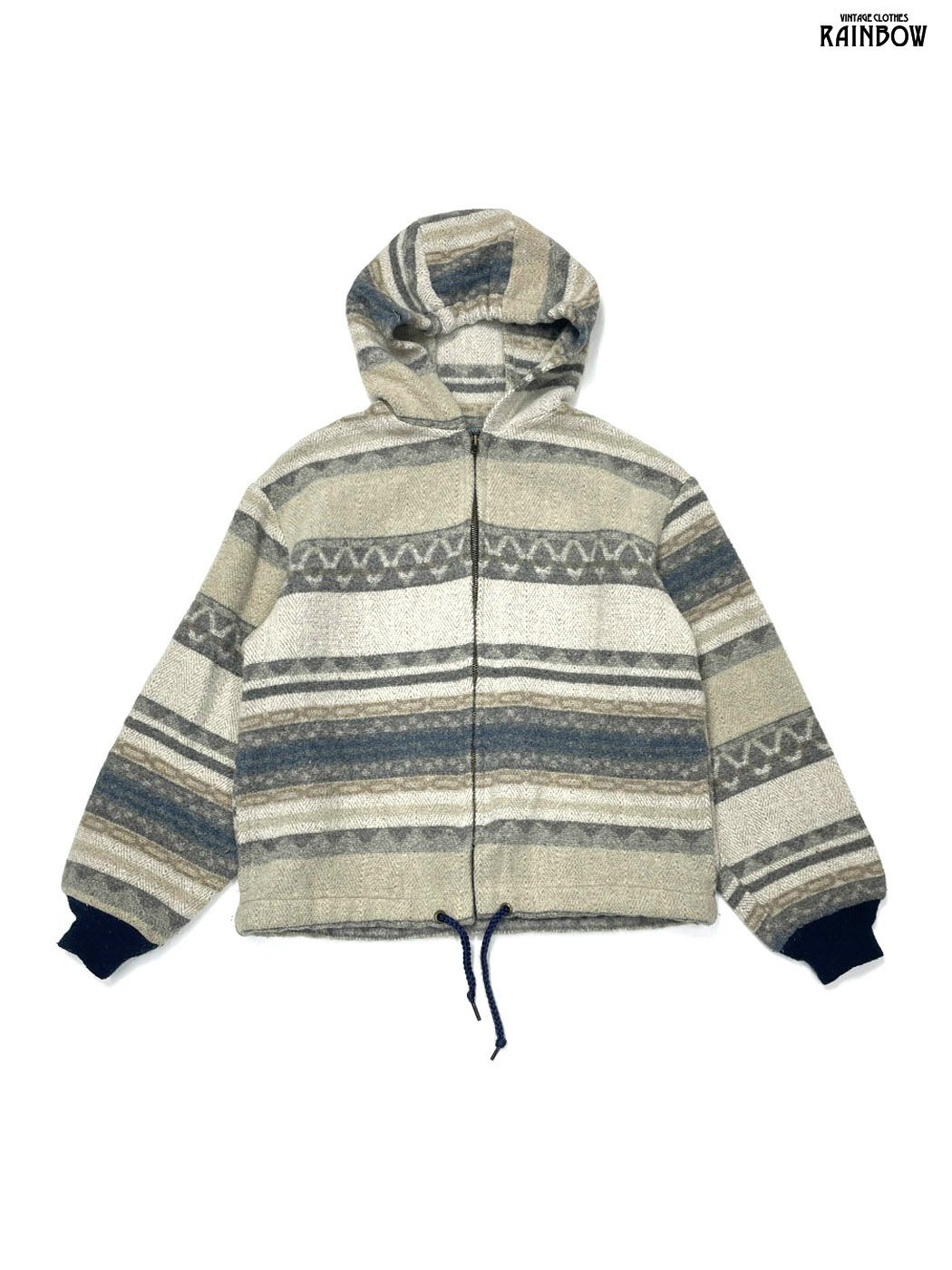 古着 アメリカ製 総柄 ウール 長袖 アウター ライトジャケット ベージュ ttu2508210