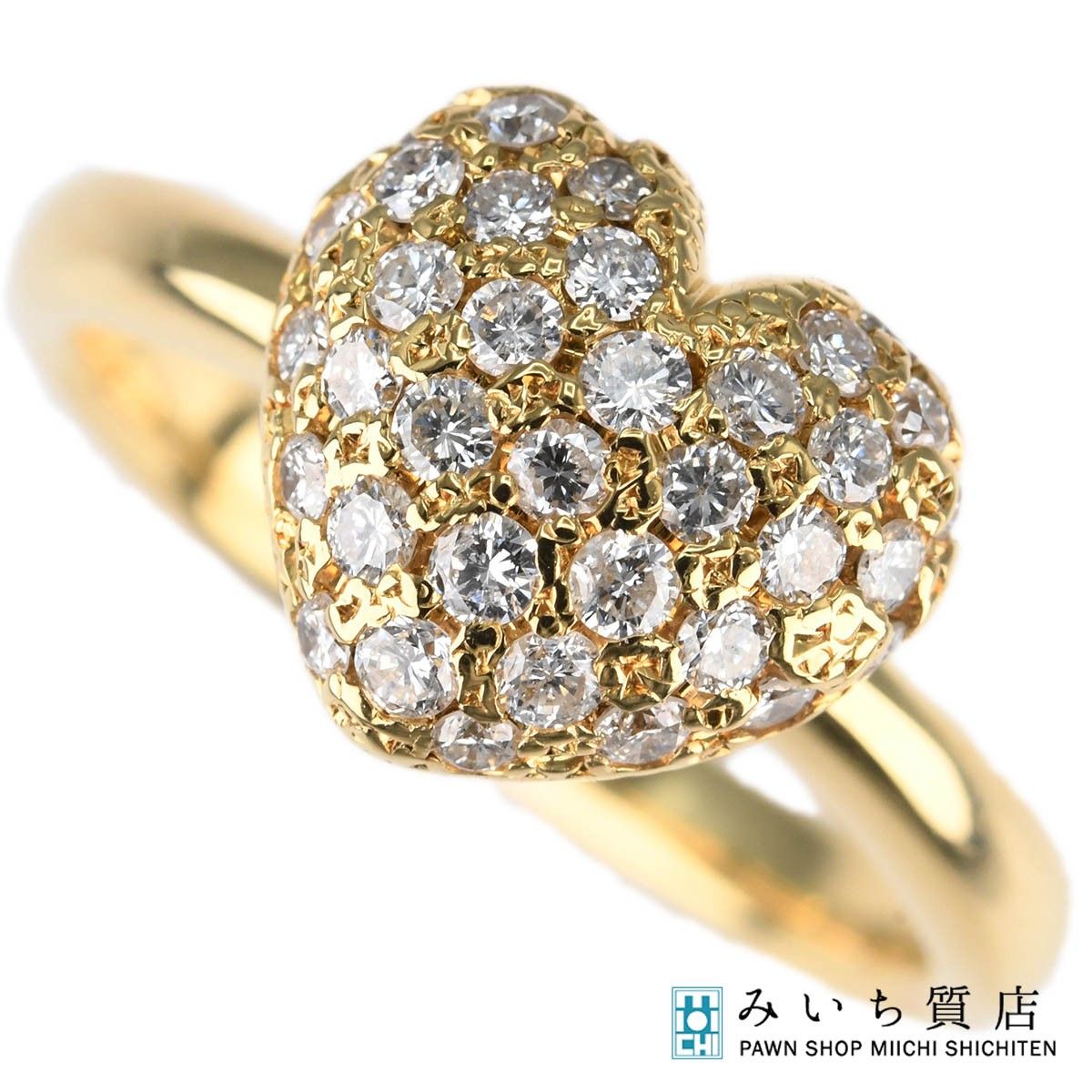 仕上済 ハート ダイヤモンド リング 指輪 k18 D0.50 約13.5号 約8.2g 