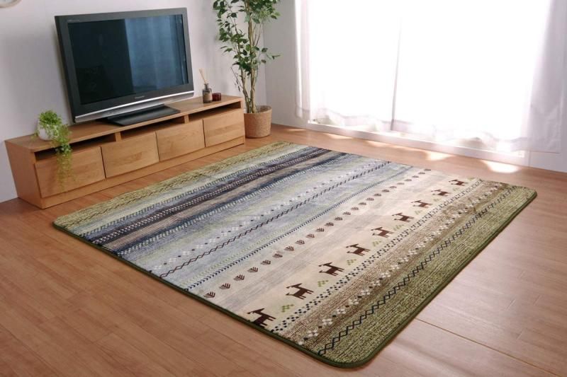 イケヒコ ラグ マット カーペット 大判 長方形 DXラディ 約200×300cm グリーン 柔らかタッチ フランネル 5667949