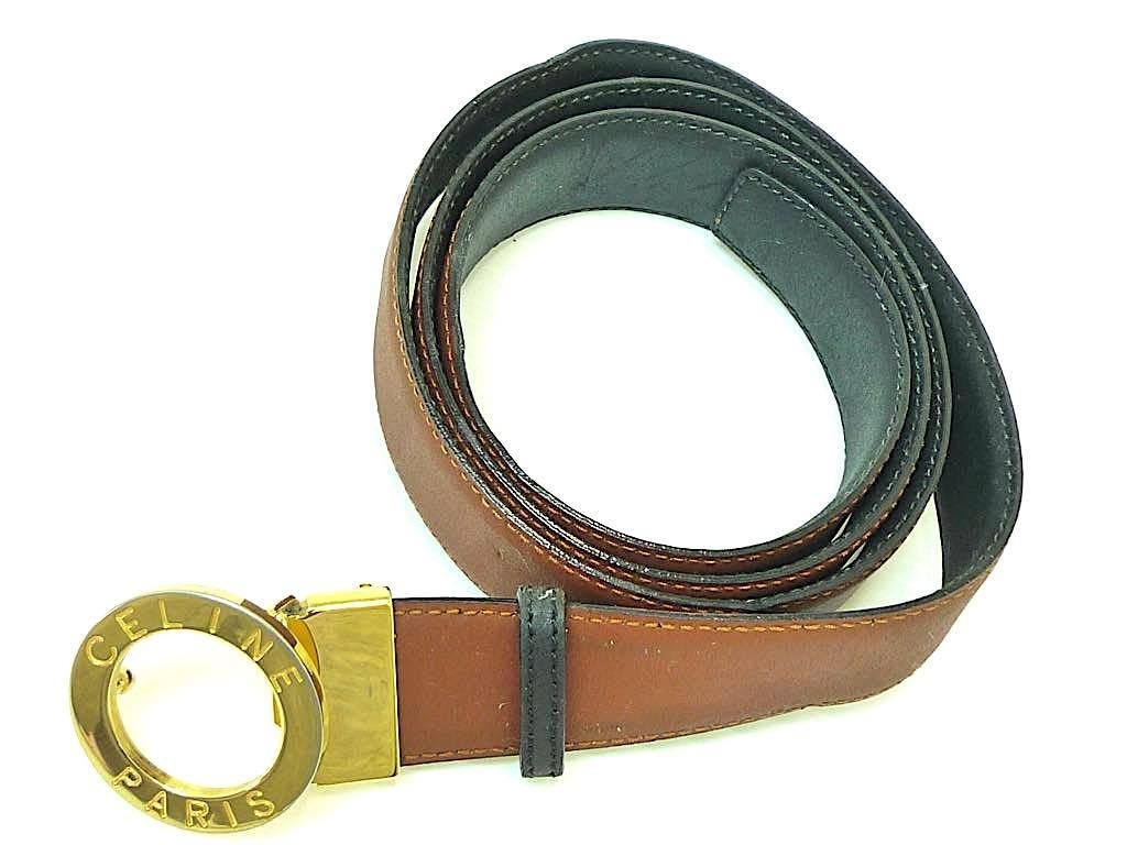 ヴィンテージ CELINE セリーヌ 本革 レザー ベルト メンズ サークル