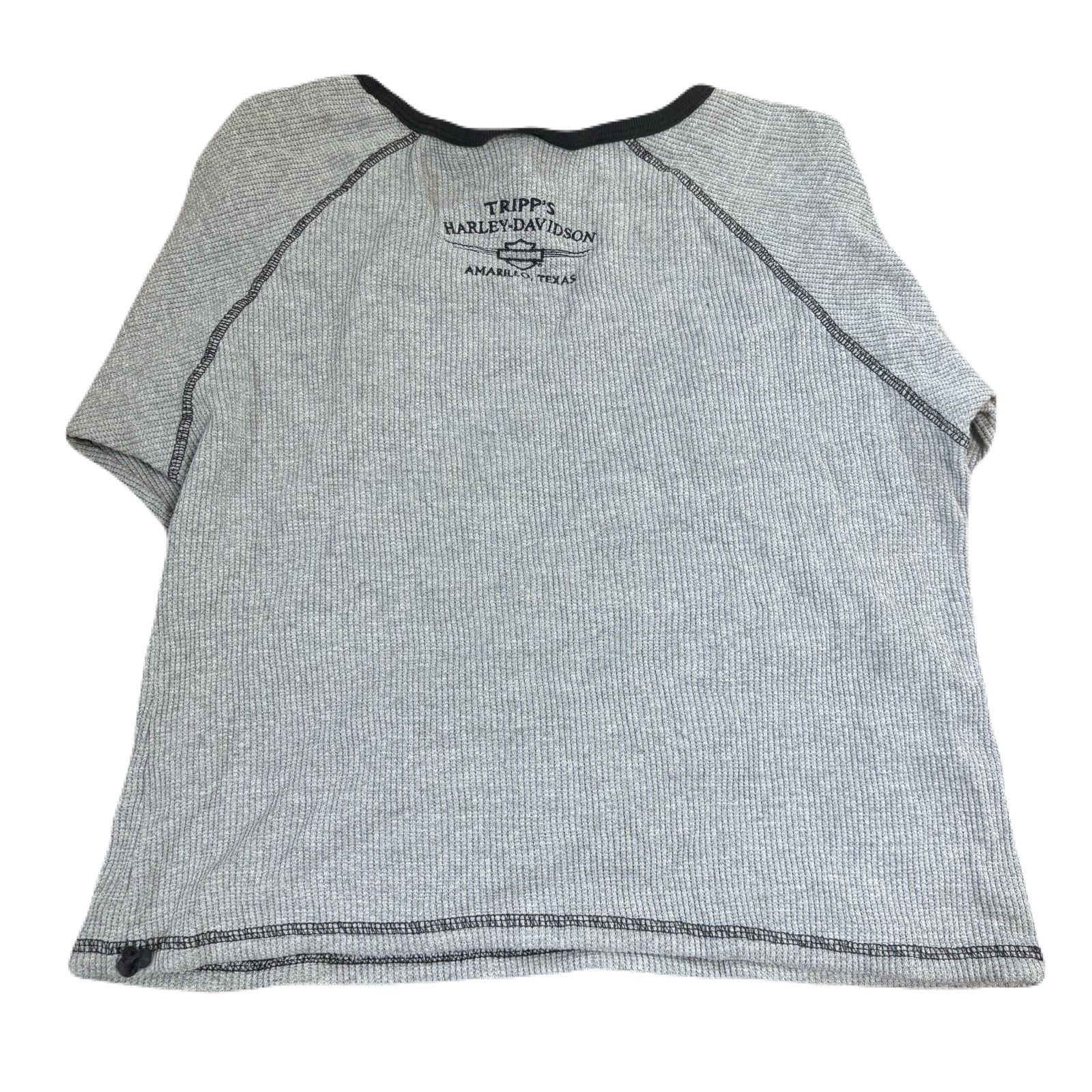 ハーレーダビッドソン サーマル Tシャツ 長袖 グレー Lサイズ 刺繍 US 