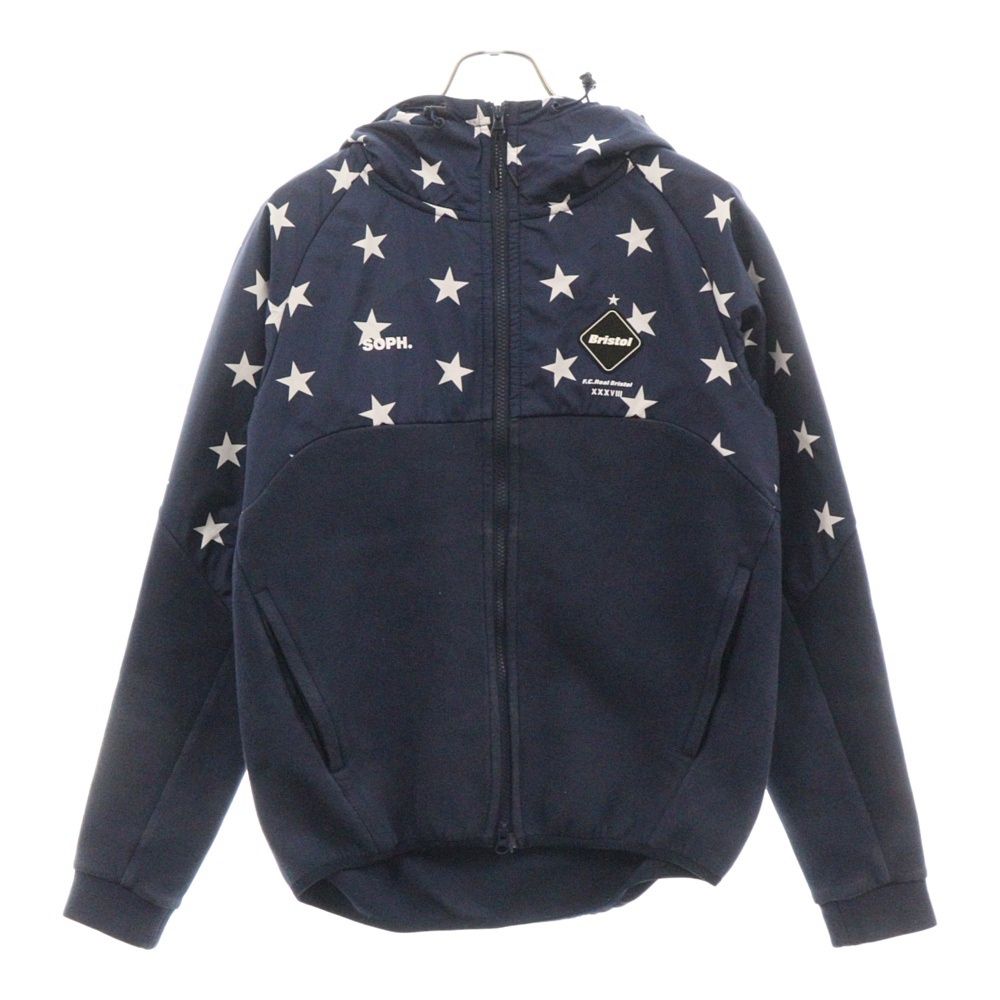F.C.R.B./F.C.Real Bristol/FCRB (エフシーアールビー/エフシーレアルブリストル) VENTILATION HOOD TOP スタープリント フーデッド コットン ジップアップパーカー ネイビー FCRB-178018