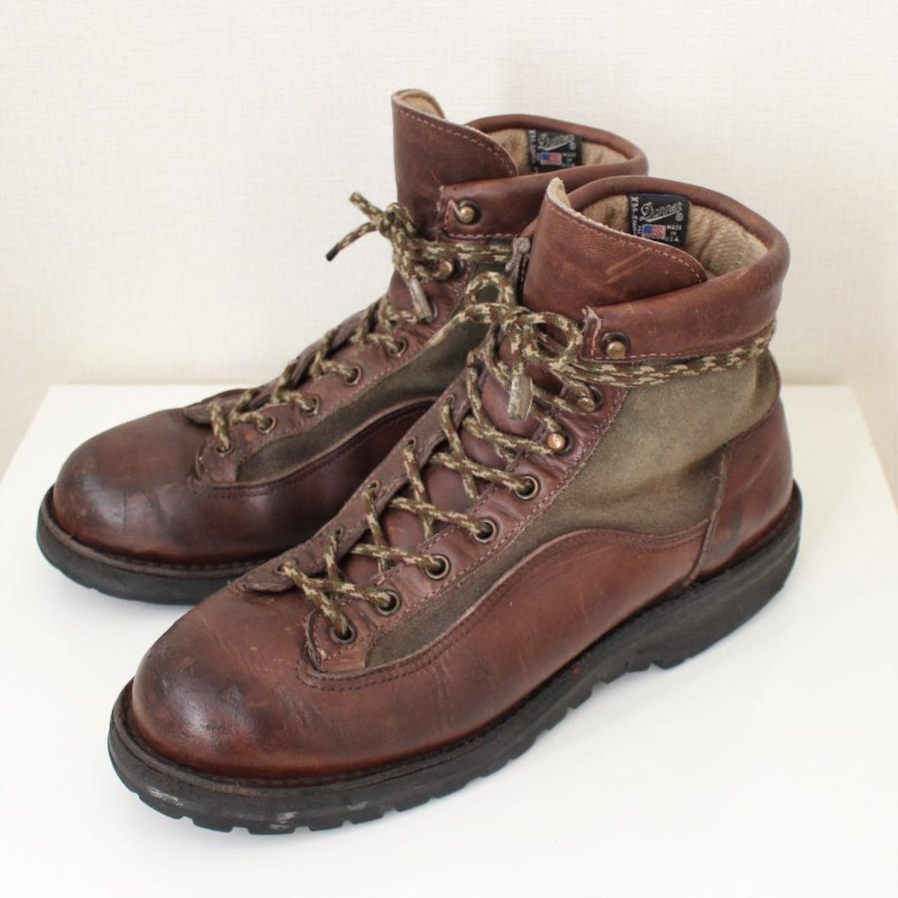DANNER ダナー 90s ブーツ 30600 エクスプローラー 黒巻きタグ ダークブラウン スエード部分は薄グリーン 8 （w-2090）