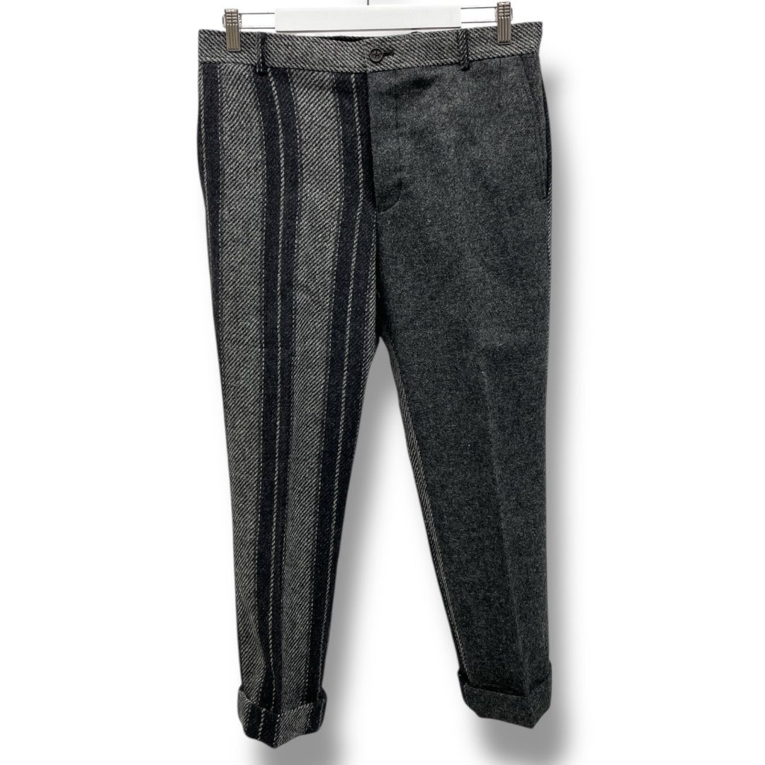 THOM BROWNE トムブラウン トラウザー スラックス ウール 羊毛 ストライプ アシンメトリー ビジネス スーツ MTU187F-05652035 灰色 グレー 1サイズ メンズ 冬 ゴーゴー古着久喜倉庫店 No.1224