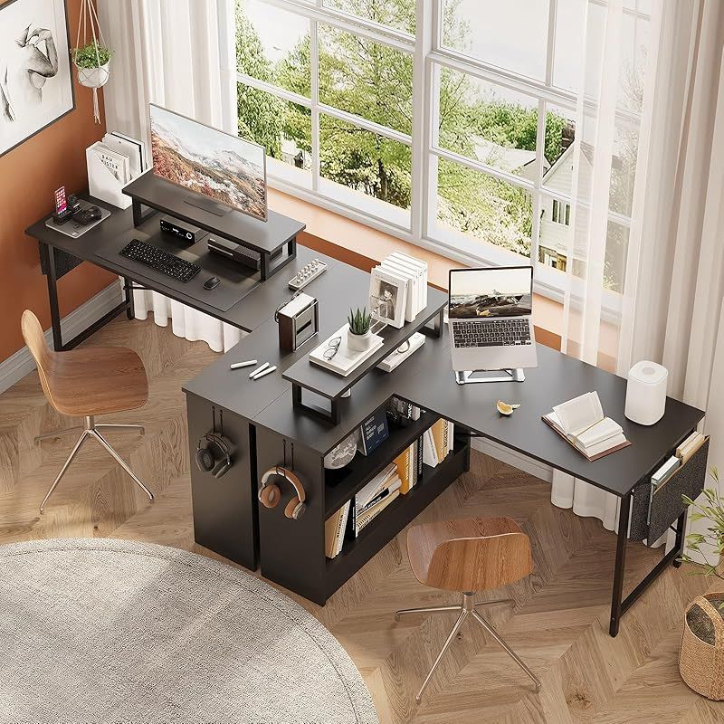 Bestier ゲーミングデスク 幅130cm×奥行80cm LEDライト付き 三角