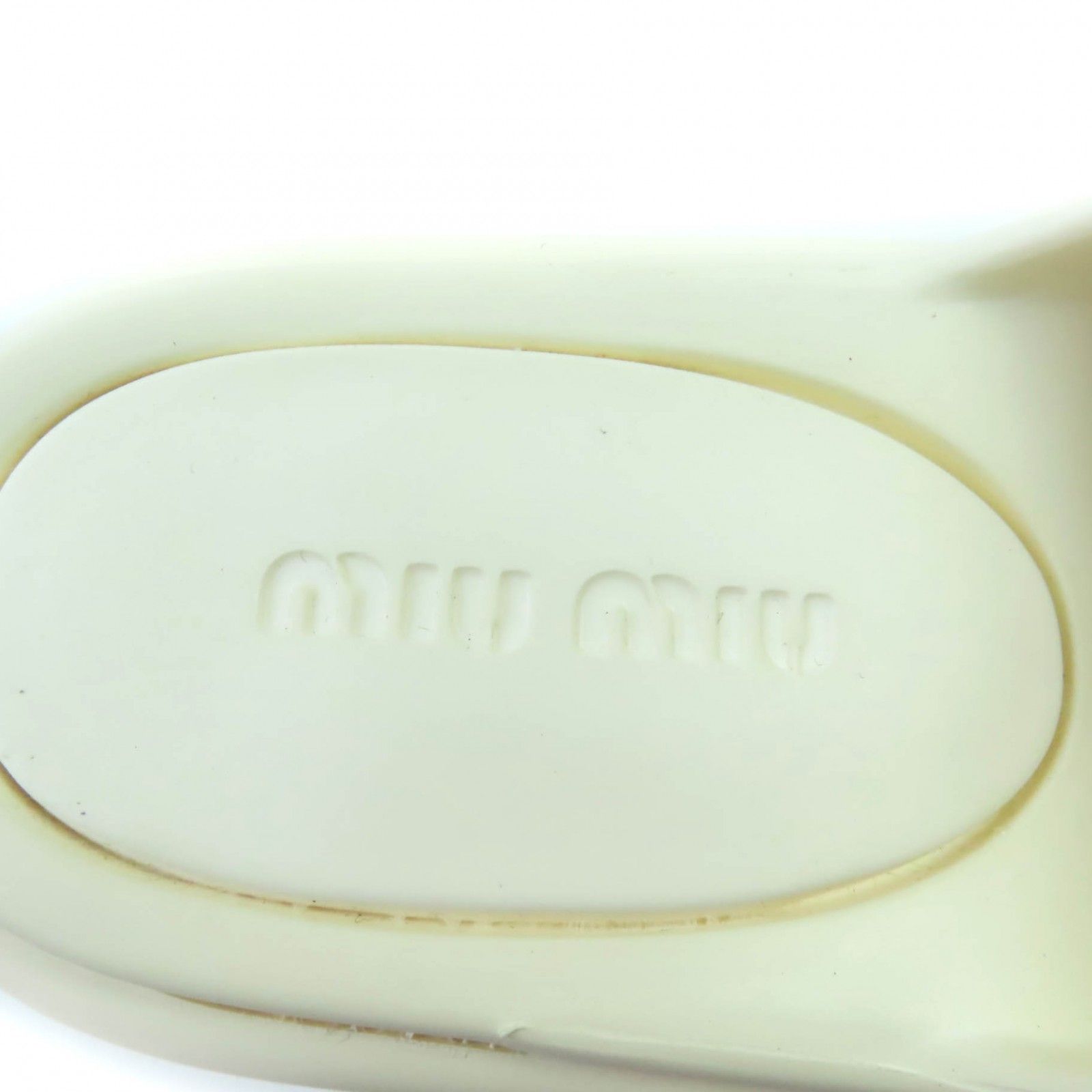 ♥品 MIUMIU ミュウミュウ 5I681D ロゴデザイン チャンキーヒール ミュール サンダル ホワイト 35 箱 保存袋付き イタリア製 レディース WWW_OLIVIERBERNSTEIN_COM