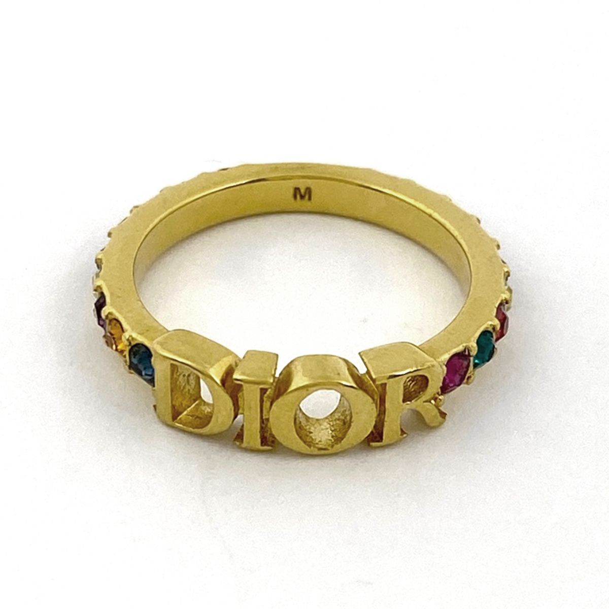 Christian Dior ロゴ ストーン リング 指輪 CDロゴ リング 指輪 GP ラインストーン ゴールド クリア