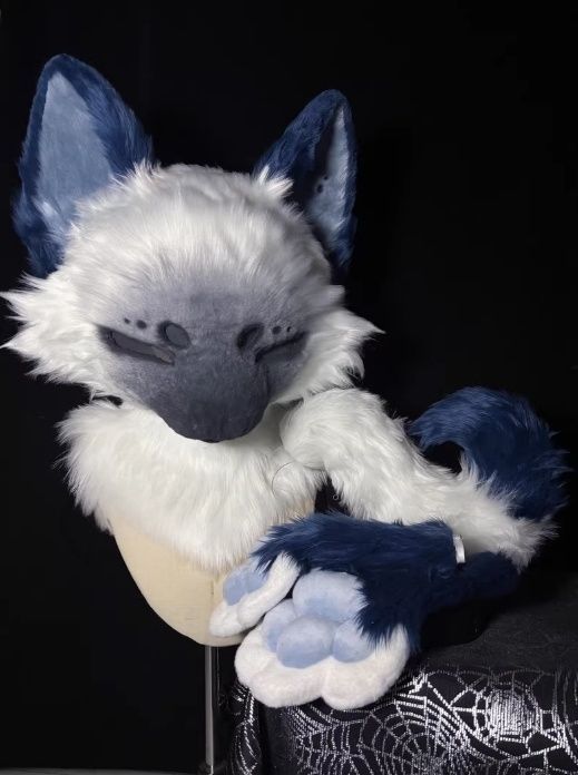ファースーツ 着ぐるみセット NO.154 紺色 猫 ケモノ ファースーツ 全頭ヘッド ぬいぐるみ コスプレ コスチューム