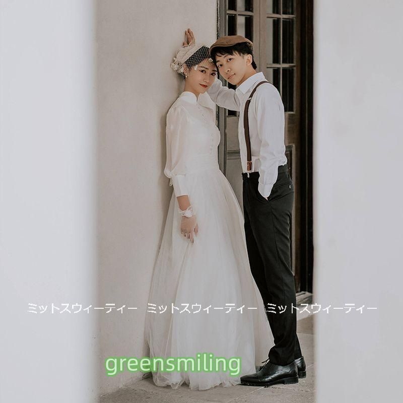 ウェディングドレス ウエディングドレス Aラインドレス ロングドレス 長袖 結婚式 二次会 花嫁 前撮りドレス フォトウエディング 披露宴 後 MAAHADDERANG_COM