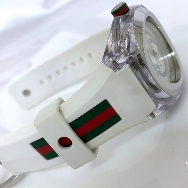 グッチ 腕時計 シンク クリア シルバー ホワイト シェリー
