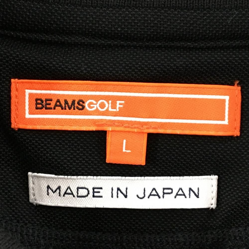 BEAMSGOLF - 【超美品】ビームスゴルフ 半袖ポロシャツ 黒 ロゴグリーン 前立て内側花柄 日本製 メンズ L ゴルフウェア BEAMS GOLF 超美品】ビームスゴルフ 半袖ポロシャツ 黒 ロゴグリーン 前立て
